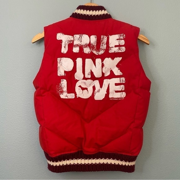 Victoria Secret PINK Red Puffer Down Vest Size XS/S - Picture 2 of 8